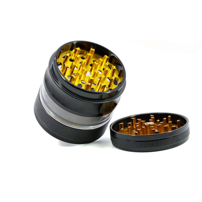 63MM 4 Part Aluminum Alloy Open Skylight Lightning Transparent Grinder-Gold