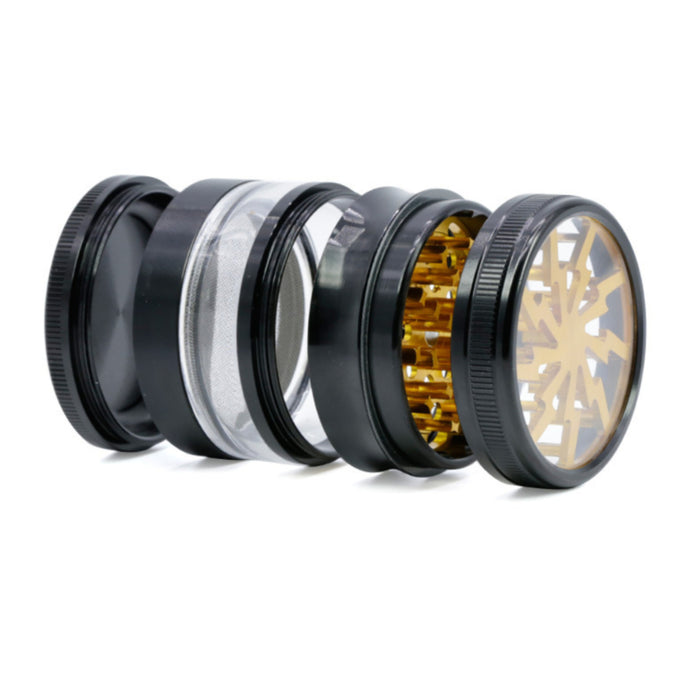 63MM 4 Part Aluminum Alloy Open Skylight Lightning Transparent Grinder-Gold