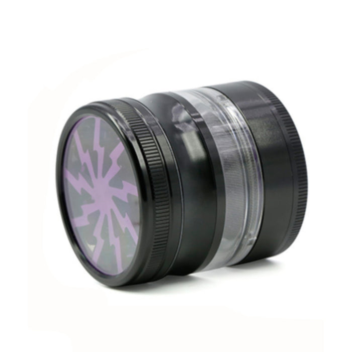 63MM 4 Part Aluminum Alloy Open Skylight Lightning Transparent Grinder-Purple