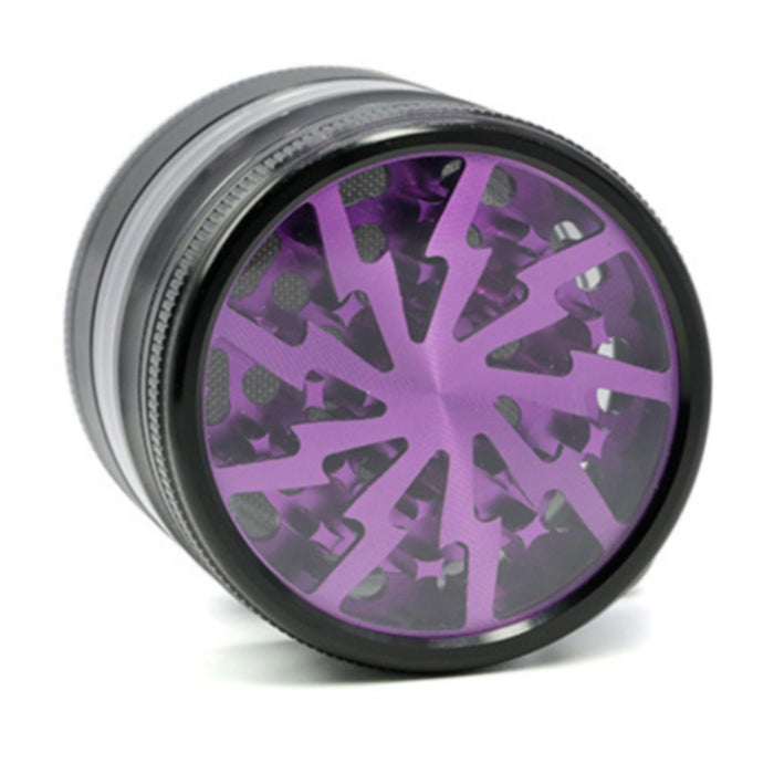 63MM 4 Part Aluminum Alloy Open Skylight Lightning Transparent Grinder-Purple