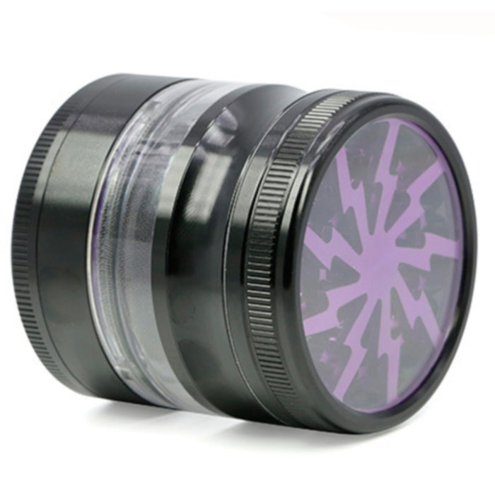 63MM 4 Part Aluminum Alloy Open Skylight Lightning Transparent Grinder-Purple