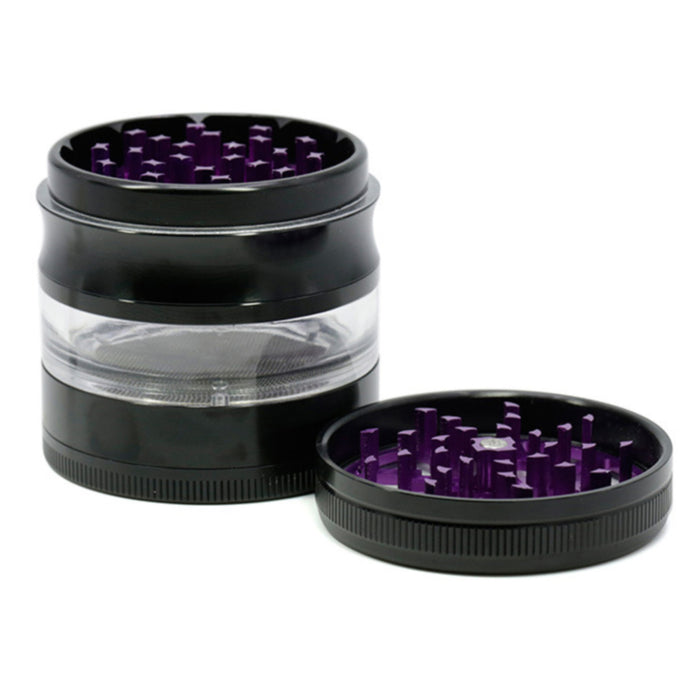 63MM 4 Part Aluminum Alloy Open Skylight Lightning Transparent Grinder-Purple