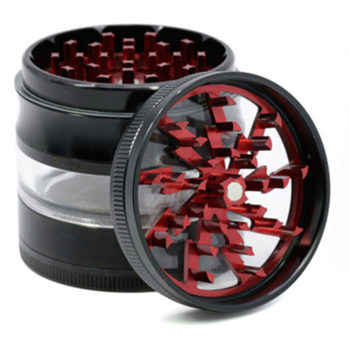 63MM 4 Part Aluminum Alloy Open Skylight Lightning Transparent  Grinder-Red