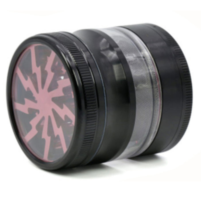 63MM 4 Part Aluminum Alloy Open Skylight Lightning Transparent  Grinder-Red