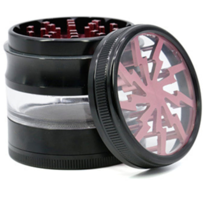 63MM 4 Part Aluminum Alloy Open Skylight Lightning Transparent  Grinder-Red