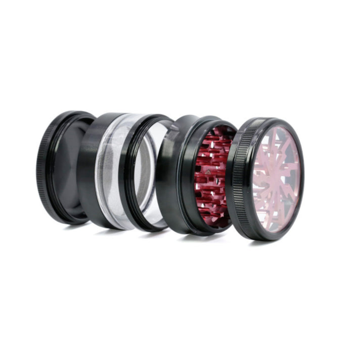 63MM 4 Part Aluminum Alloy Open Skylight Lightning Transparent  Grinder-Red