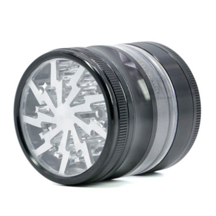 63MM 4 Part Aluminum Alloy Open Skylight Lightning Transparent Grinder-Silver