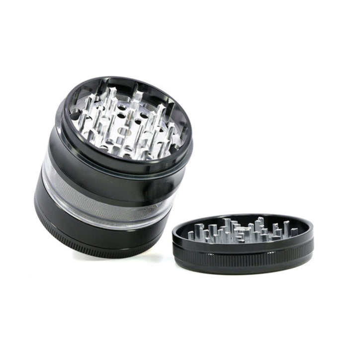 63MM 4 Part Aluminum Alloy Open Skylight Lightning Transparent Grinder-Silver