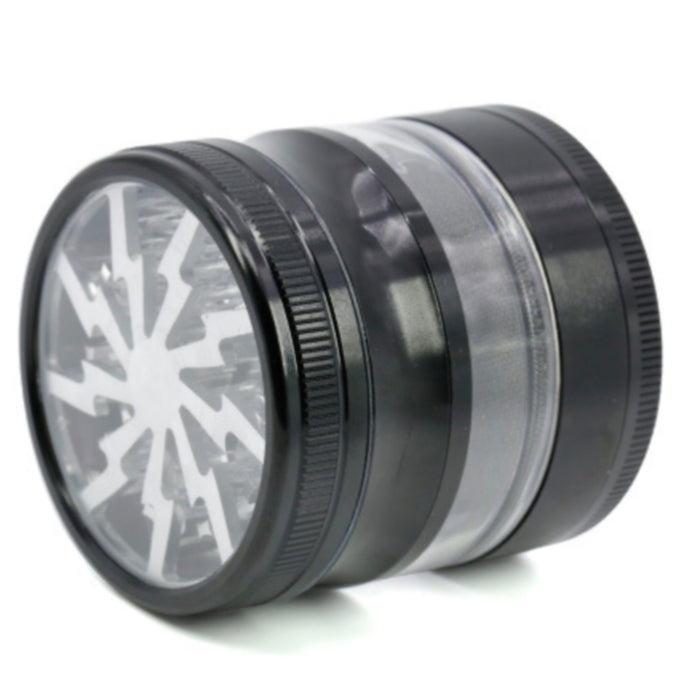 63MM 4 Part Aluminum Alloy Open Skylight Lightning Transparent Grinder-Silver