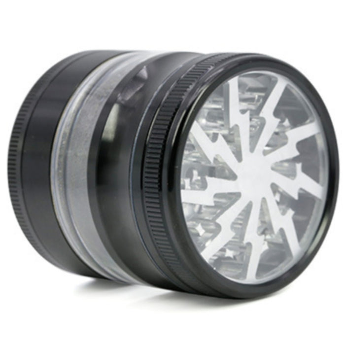 63MM 4 Part Aluminum Alloy Open Skylight Lightning Transparent Grinder-Silver