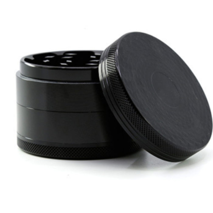 63MM 4 Part Aluminum Alloy Water Corrugated Cover Weed Grinder-Black