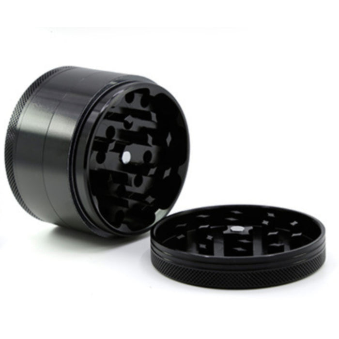 63MM 4 Part Aluminum Alloy Water Corrugated Cover Weed Grinder-Black