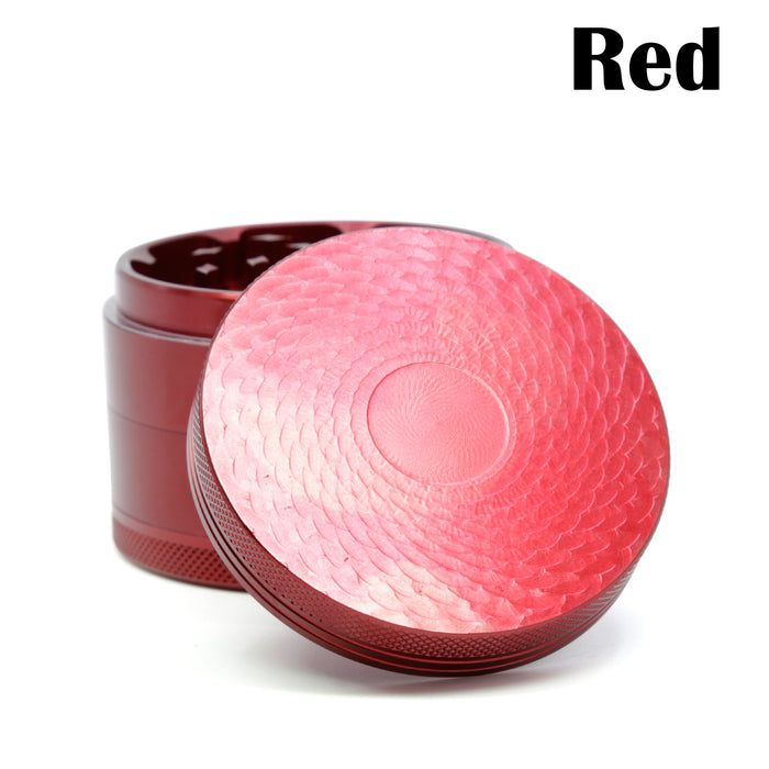 63MM 4 Part Aluminum Alloy Water Corrugated Cover Weed Grinder-Red