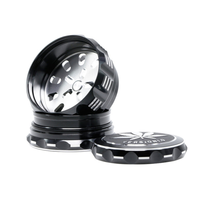 63MM 4 Part Audio Top Cover Engraving Pattern Aluminum Alloy  Grinder-Black-Leaf