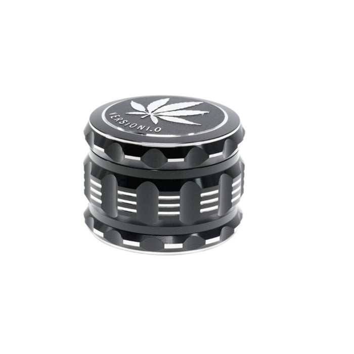 63MM 4 Part Audio Top Cover Engraving Pattern Aluminum Alloy  Grinder-Black-Leaf