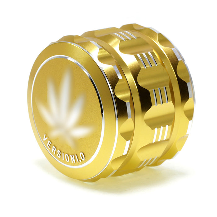 63MM 4 Part Audio Top Cover Engraving Pattern Aluminum Alloy Grinder-Gold-Leaf