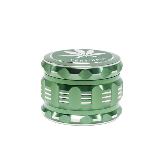 63MM 4 Part Audio Top Cover Engraving Pattern Aluminum Alloy Weed Grinder-Green-Leaf