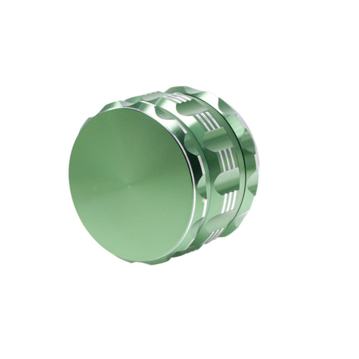 63MM 4 Part Audio Top Cover Engraving Pattern Aluminum Alloy Weed Grinder-Green-Skull