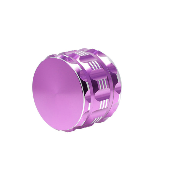 63MM 4 Part Audio Top Cover Engraving Pattern Aluminum Alloy Weed Grinder-Purple-Leaf