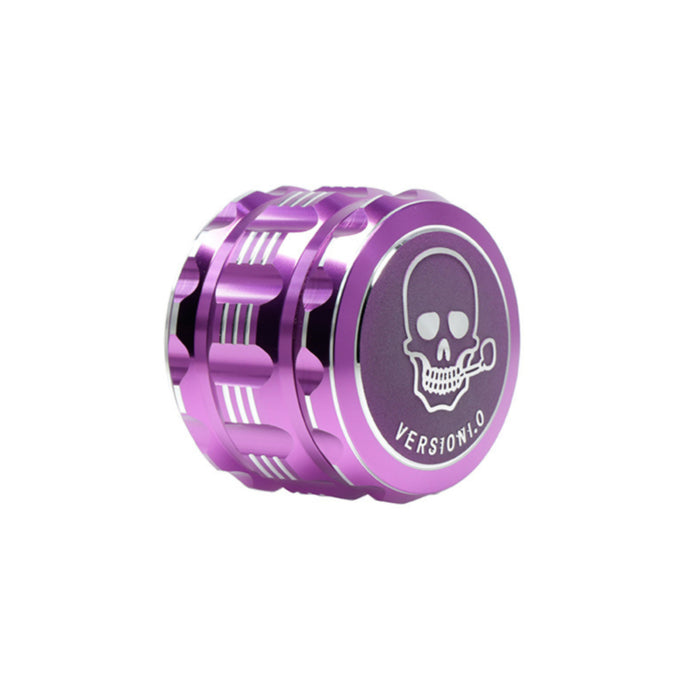 63MM 4 Part Audio Top Cover Engraving Pattern Aluminum Alloy  Grinder-Purple-Skull