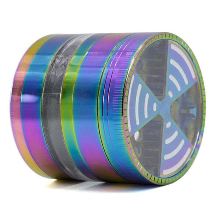 63MM 4 Part Colorful Zinc Alloy Signal Tooth Transparent Window Herb Grinder