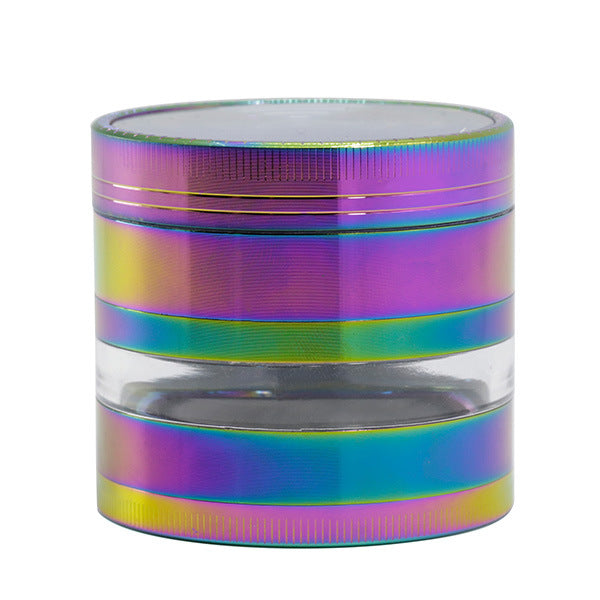 63MM 4 Part Colorful Zinc Alloy Signal Tooth Transparent Window Herb Grinder