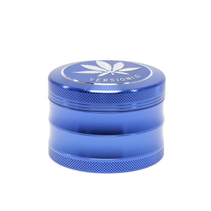 63MM 4 Part Top Cover Pattern Double Thin Waist Aluminum Alloy Weed Grinder | Blue Leaf