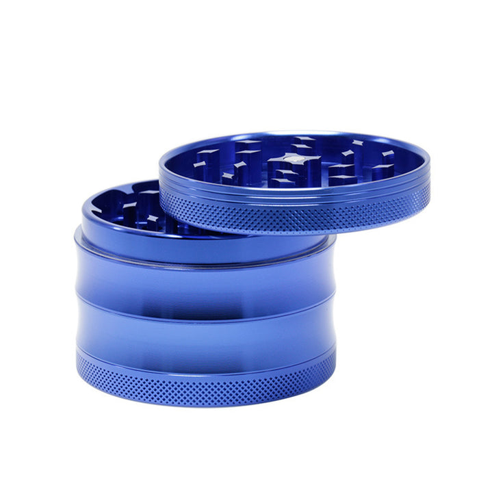 63MM 4 Part Top Cover Pattern Double Thin Waist Aluminum Alloy Weed Grinder | Blue Leaf
