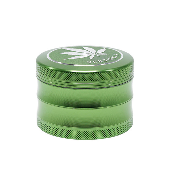 63MM 4 Part Top Cover Pattern Double Thin Waist Aluminum Alloy Weed Grinder | Green Leaf