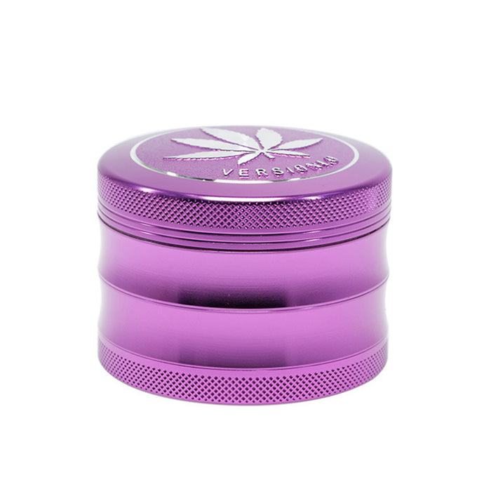 63MM 4 Part Top Cover Pattern Double Thin Waist Aluminum Alloy Weed Grinder | Purple Leaf