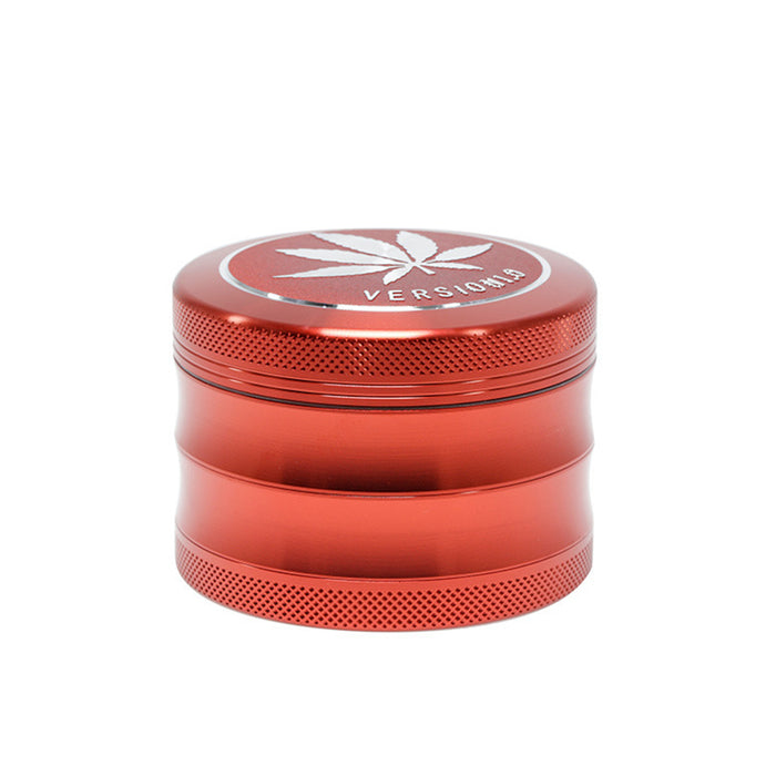63MM 4 Part Top Cover Pattern Double Thin Waist Aluminum Alloy Weed Grinder | Red Leaf
