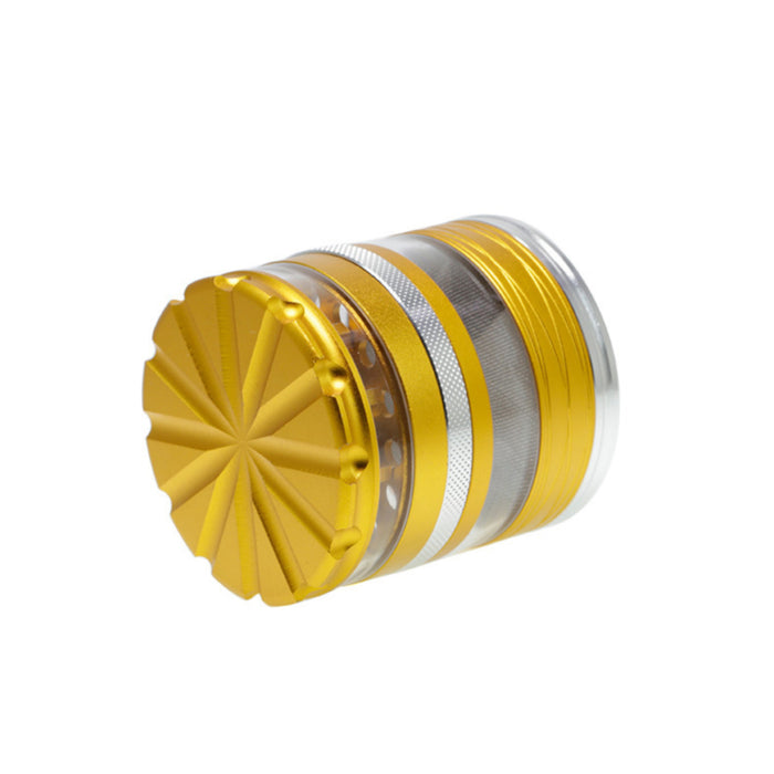 63MM 4 Part Top Cover With Pattern Aluminum Alloy Herb Grinder-Gold
