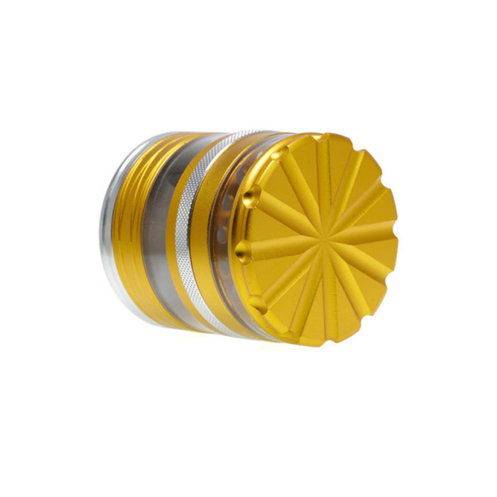 63MM 4 Part Top Cover With Pattern Aluminum Alloy Herb Grinder-Gold