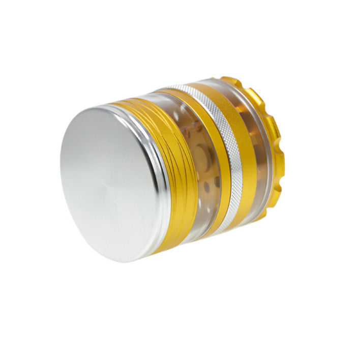 63MM 4 Part Top Cover With Pattern Aluminum Alloy Herb Grinder-Gold