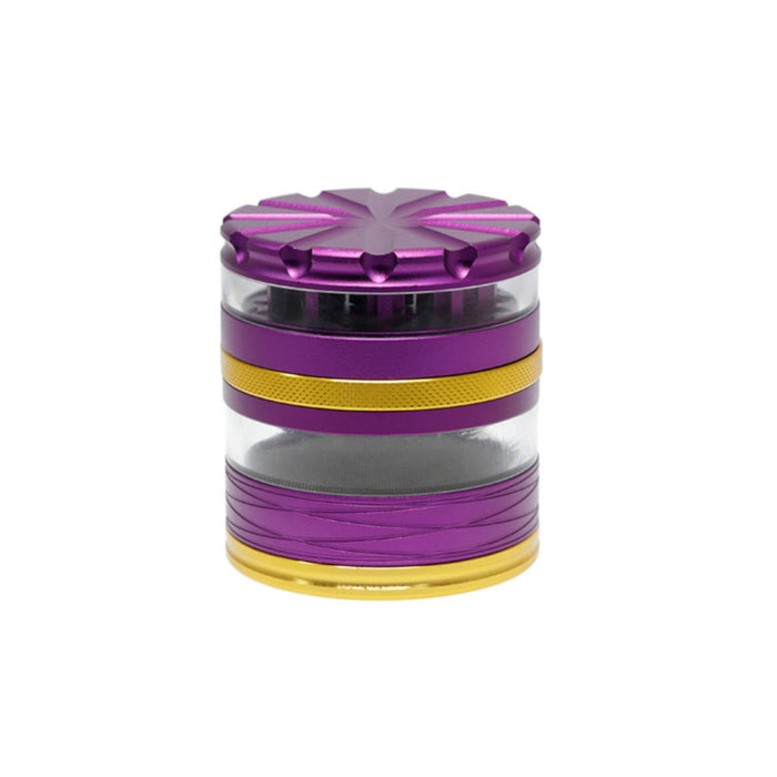 63MM 4 Part Top Cover With Pattern Aluminum Alloy Herb Grinder-Purple