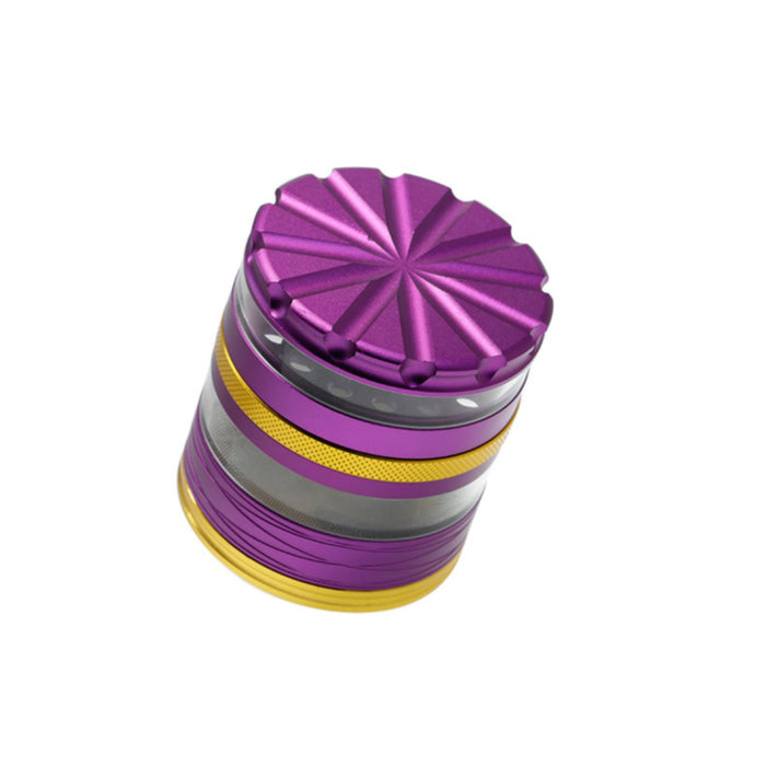63MM 4 Part Top Cover With Pattern Aluminum Alloy Herb Grinder-Purple