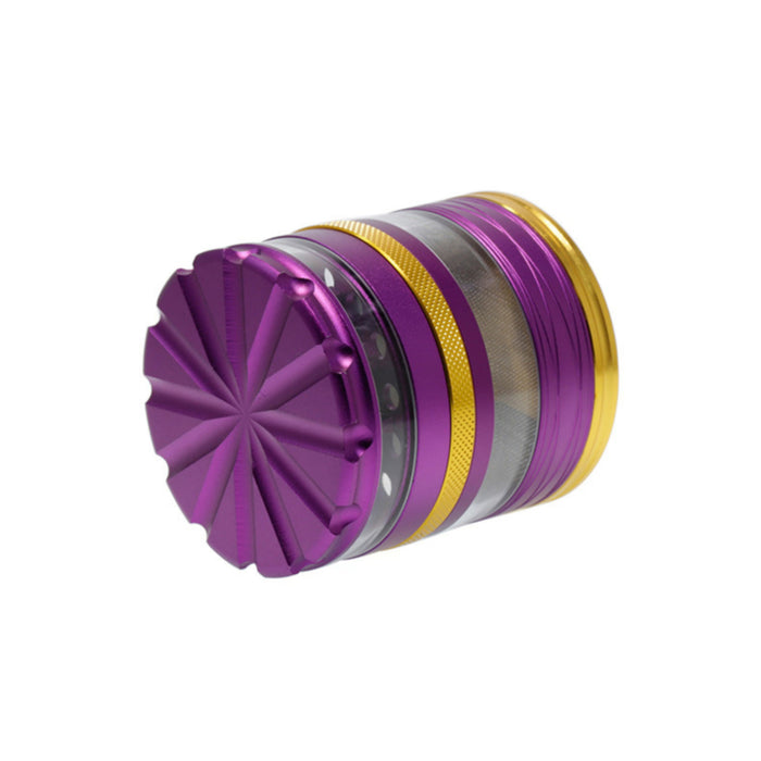 63MM 4 Part Top Cover With Pattern Aluminum Alloy Herb Grinder-Purple
