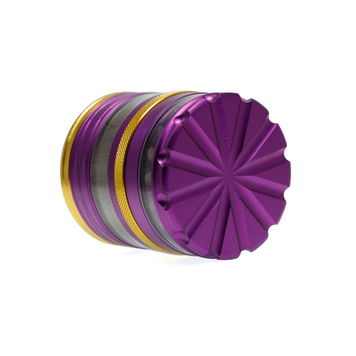 63MM 4 Part Top Cover With Pattern Aluminum Alloy Herb Grinder-Purple