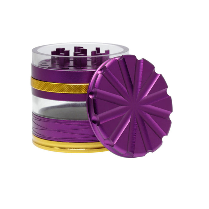 63MM 4 Part Top Cover With Pattern Aluminum Alloy Herb Grinder-Purple