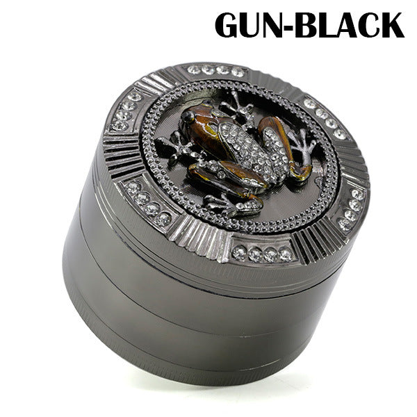 63MM 4 Part Zinc Alloy Diamond Dial Animal Frog Smoke Grinder-Gun Black