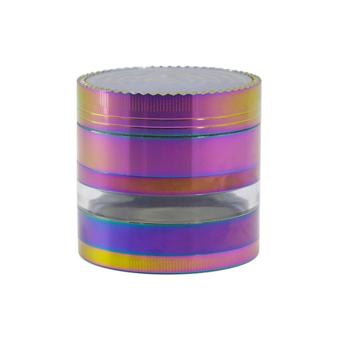 63MM 4 Part Zinc Alloy Maze Ice Blue Transparent Window Rainbow Color Herb Grinder