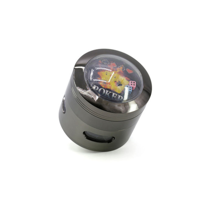 63MM 4 Part Zinc Alloy New Dice Side Window Herb Grinder-Gun-Black