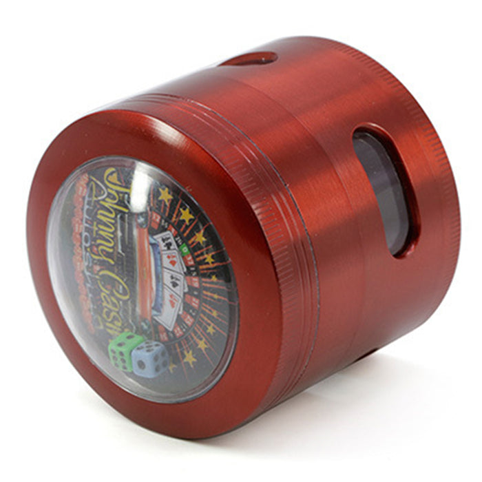 63MM 4 Part Zinc Alloy New Dice Side Window Herb Grinder-Red
