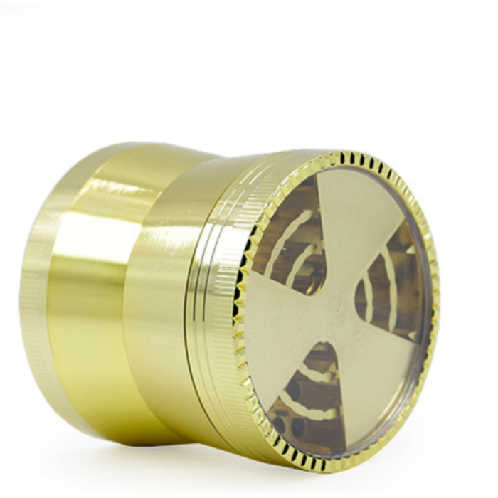 63MM 4 Part Zinc Alloy Three-Leaf Signal Tooth Fine Waist  Grinder-Gold
