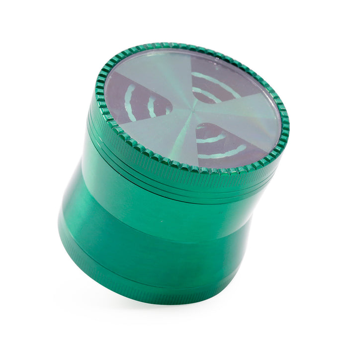 63MM 4 Part Zinc Alloy Three-Leaf Signal Tooth Fine Waist Grinder-Green