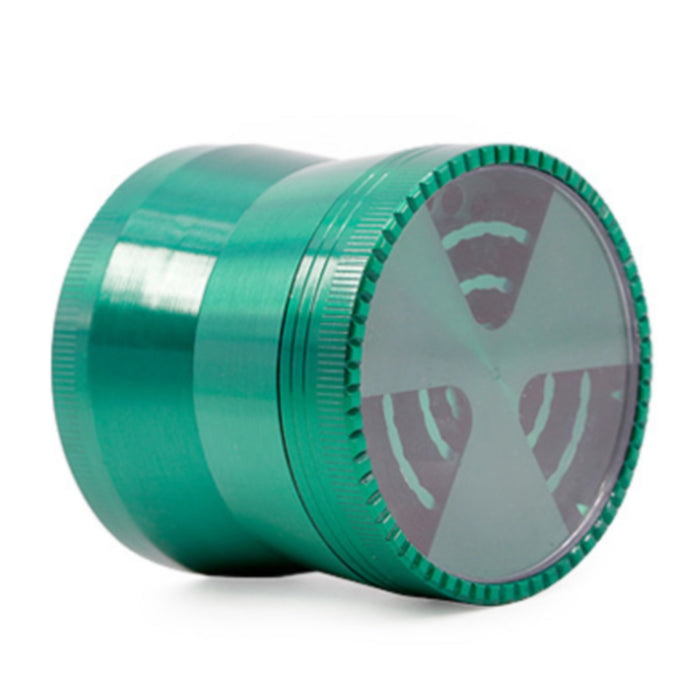 63MM 4 Part Zinc Alloy Three-Leaf Signal Tooth Fine Waist Grinder-Green