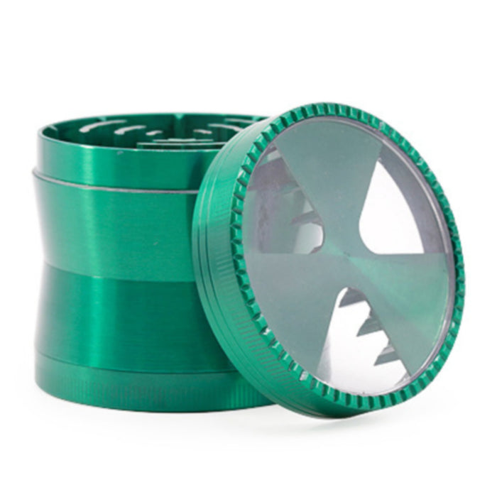 63MM 4 Part Zinc Alloy Three-Leaf Signal Tooth Fine Waist Grinder-Green