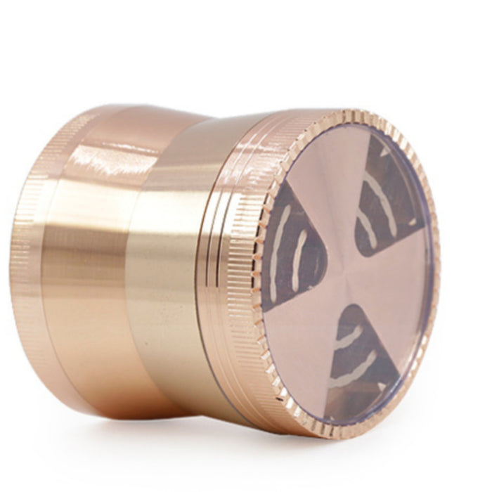 63MM 4 Part Zinc Alloy Three-Leaf Signal Tooth Fine Waist Grinder-Rose-Gold
