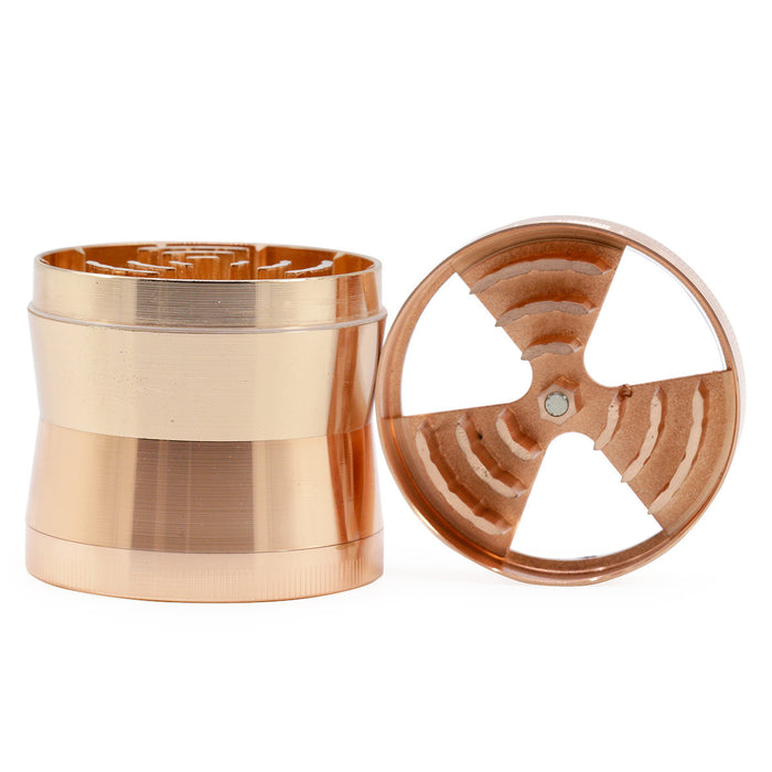 63MM 4 Part Zinc Alloy Three-Leaf Signal Tooth Fine Waist Grinder-Rose-Gold