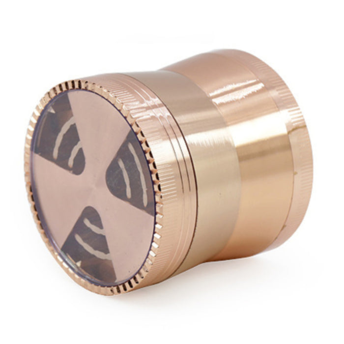 63MM 4 Part Zinc Alloy Three-Leaf Signal Tooth Fine Waist Grinder-Rose-Gold